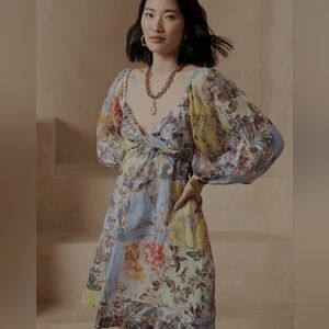 banana republic ramie twist front mini dress multicolor size XL NWT